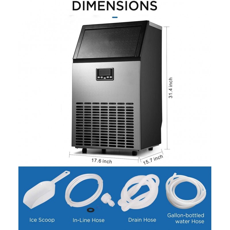 [110볼트] Northair 상업용 제빙기, 내장형 스테인리스 스틸 제빙기, 100LBS/24H, 파티 모임, 레스토랑, 바, 커피숍을 위한 독립형 디자인(100LB-Pro): 산업 및 과학