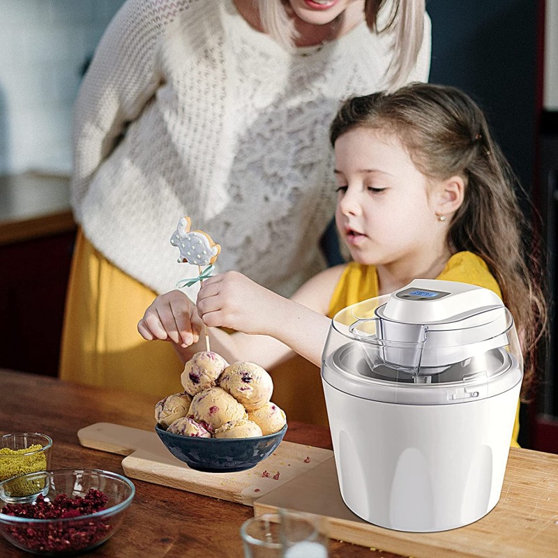 [110볼트] 아이스크림 제조기, 아이스크림 제조기, 1.6쿼트 젤라토 셔벗 제조기 어린이를 위한 수제 냉동 요구르트 기계