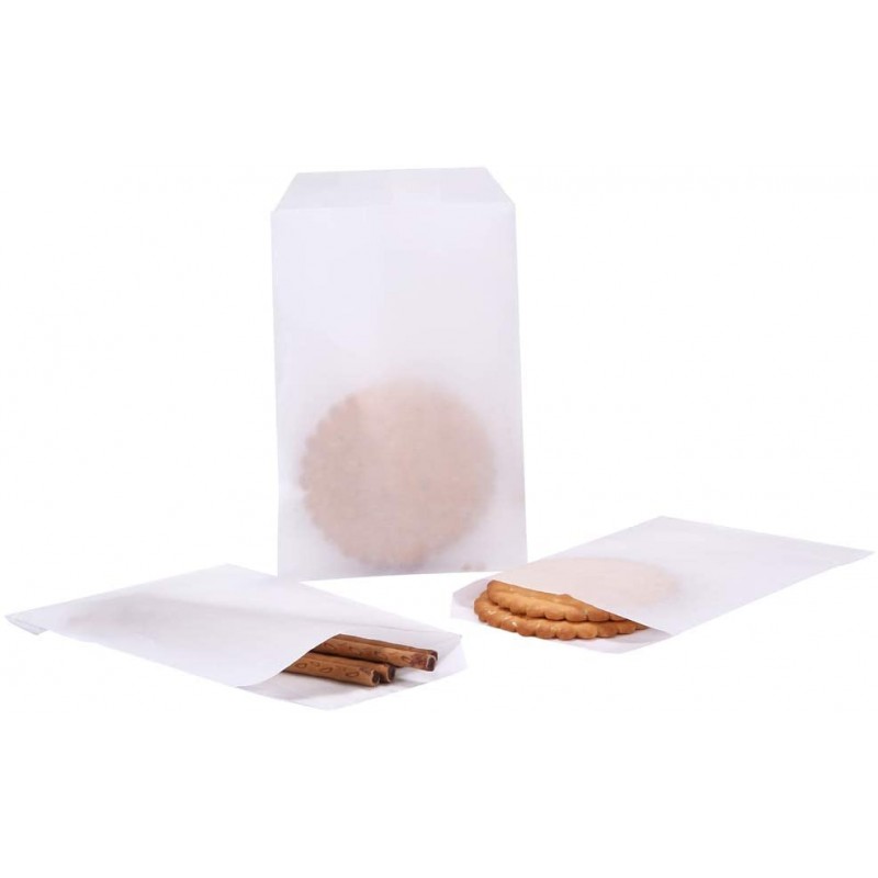 Flat Glassine Waxed Paper Treat Bags 4x6 반투명 베이커리 쿠키 캔디 디저트 초콜릿 파티 호의, Quotidian의 100개 팩(4'' x 6'') : 건강 및 가정