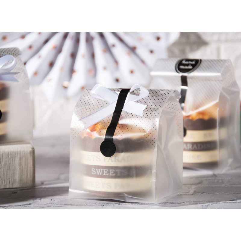 YunKo 100 팩 쿠키 가방 미니 로프, 케이크, 초콜릿, 사탕, 스낵 포장용 반투명 비닐 봉투 스티커가 있는 베이커리 파티에 적합: 가정 및 주방