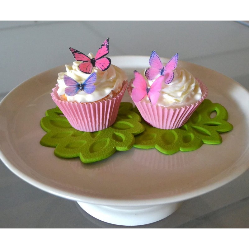 식용 나비© - 작은 분홍색 및 보라색 모듬 24개 세트 - 케이크 및 컵케이크 토퍼, 장식: 식료품 및 미식가 식품