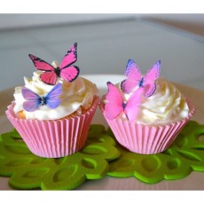 식용 나비© - 작은 분홍색 및 보라색 모듬 24개 세트 - 케이크 및 컵케이크 토퍼, 장식: 식료품 및 미식가 식품