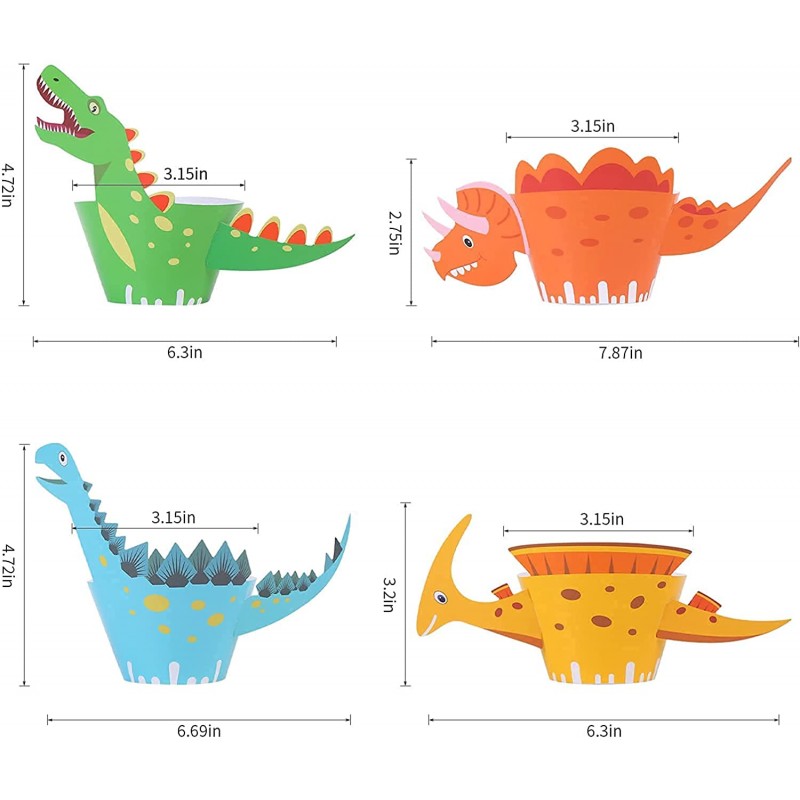 72pcs 공룡 컵케익 래퍼, 어린이를위한 디노 케이크 테이블 장식 소년 생일 파티, 디노 테마 생일 파티 용품: 홈 & 주방