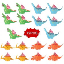 72pcs 공룡 컵케익 래퍼, 어린이를위한 디노 케이크 테이블 장식 소년 생일 파티, 디노 테마 생일 파티 용품: 홈 & 주방