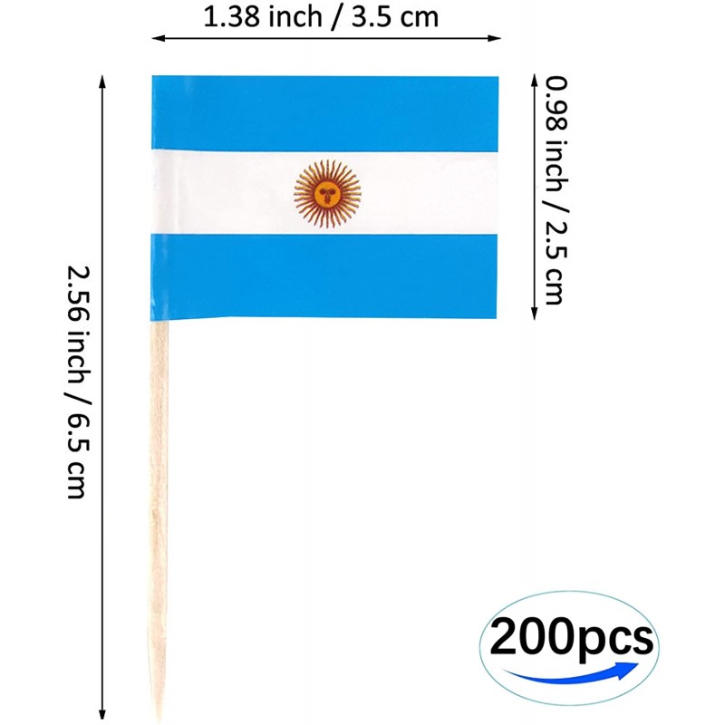 JBCD 200 pcs 아르헨티나 깃발 이쑤시개 아르헨티나 깃발 컵케익 토퍼 장식, 칵테일 이쑤시개 깃발 케이크 토퍼 추천 미니 작은 깃발 컵케익 스틱: 가정 및 주방