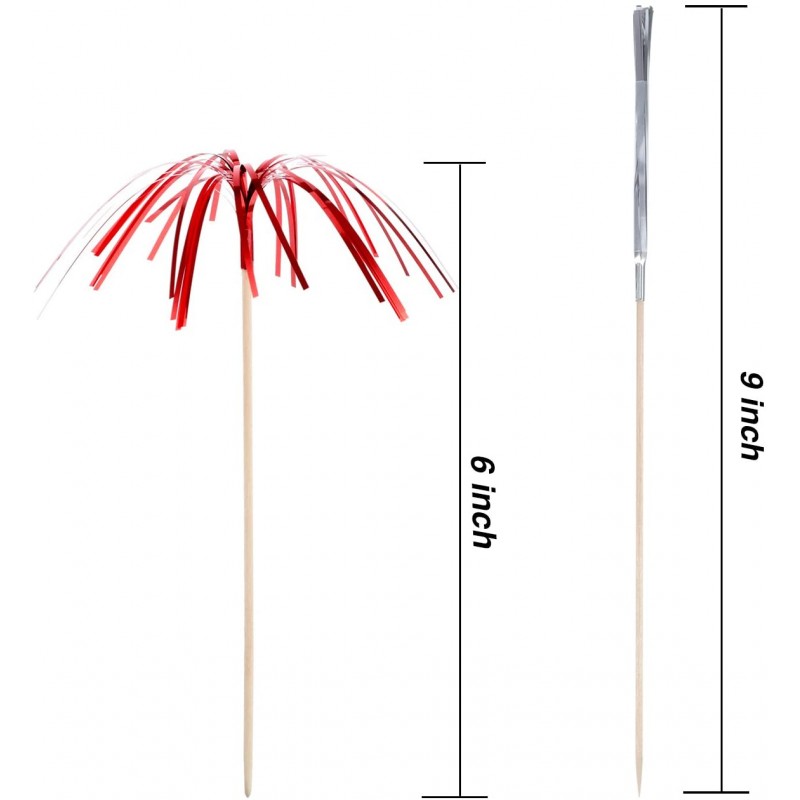 TecUnite 100개 조각 불꽃 컵케이크 토퍼 호일 프릴 이쑤시개 크리스마스 케이크 장식 9인치 코코넛 나무 모양 휴일 파티를 위한 음식 추천 호의 용품 (멀티컬러) : 식료품 및 미식가 식품