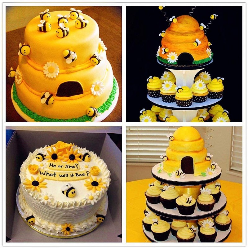 5 JeVenis 범블 비 케이크 장식 세트 범블 비 퐁당 몰드 꿀벌 몰드 데이지 꽃 몰드 설탕 공예 컵케익 케이크 프로젝트는 무엇입니까 꿀벌 베이비 샤워 성별 공개 파티 장식 : 홈 & 주방