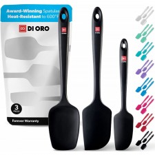 DI ORO 심리스 시리즈 3피스 실리콘 주걱 세트 - 요리, 베이킹 및 혼합을 위한 600°F 내열성 논스틱 고무 주방 스크레이퍼 주걱 – BPA 프리 및 LFGB 인증 실리콘(검정): 의류, 신발 및 보석