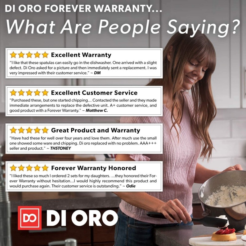 DI ORO 심리스 시리즈 대형 실리콘 주걱 - 600°F 내열성 고무 주방 주걱 - 베이킹, 요리, 스크래핑 및 혼합에 적합 - 식품 등급, BPA 무함유, LFGB 인증 실리콘(검정색)