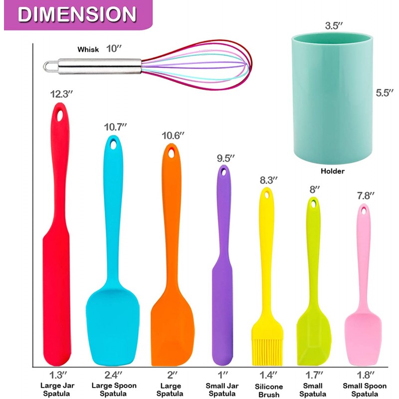 실리콘 주걱 세트, E-far 9 PCS 내열 고무 주걱 붙지 않는 조리기구 베이킹 요리 혼합, 매끄럽고 유연하며 생생한 컬러 및 식기 세척기용 주방 용품 안전 : 기타