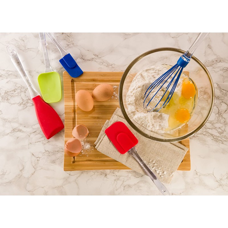유연한 3종 실리콘 주걱 세트, 내열성 및 BPA 프리(빨간색): 가정 및 주방
