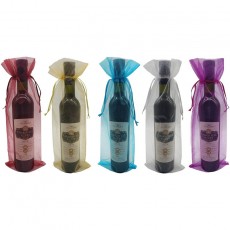 Ankirol 20pcs 쉬어 오간자 와인 가방 5.5x14.5 인치 재사용 가능한 간단한 병 랩 드레스 축제 포장 베이비 샤워 웨딩 호의 샘플 디스플레이 드로스트링 파우치 (멀티) : 홈 & 주방