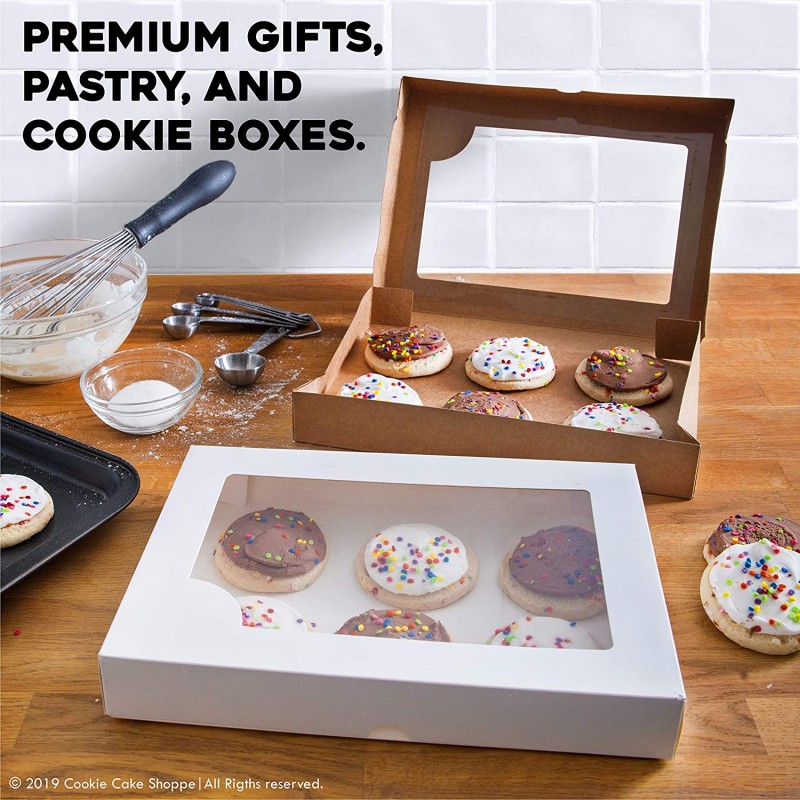 쿠키 케이크 가게 흰색 선물 상자 투명 창(12팩) 종이 DIY 공예품 보관 | 쿠키, 과자, 달콤한 간식, 티셔츠, 선물, 구운 식품 | 취미, 공예가 및 기타 작은 부탁: 가정 및 주방