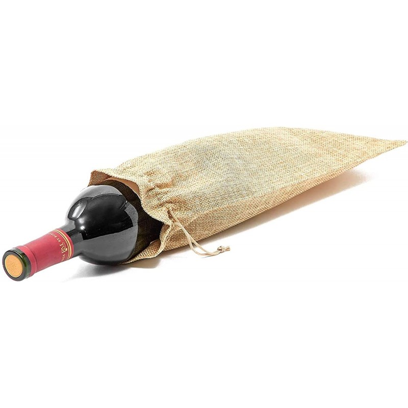 졸라매는 끈이 있는 와인 삼베 선물 가방(13인치, 24팩): 바 도구 및 음료 용기