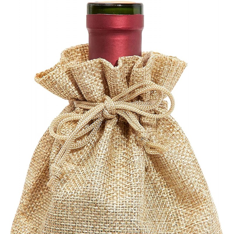 졸라매는 끈이 있는 와인 삼베 선물 가방(13인치, 24팩): 바 도구 및 음료 용기