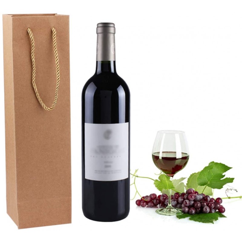 Sdootjewelry 와인 선물 가방, 손잡이가 있는 50 Pcs 프리미엄 브라운 크래프트 종이 와인 가방, 와인 병 종이 가방, 와인 크래프트 가방, 소매 가방 : 가정 및 주방