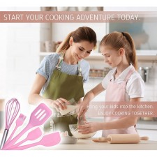 CheffyKids - 어린이를 위한 리얼 요리 세트 - 어린이 요리 세트 - 5종 베이킹 도구 - 핑크 : 그 외