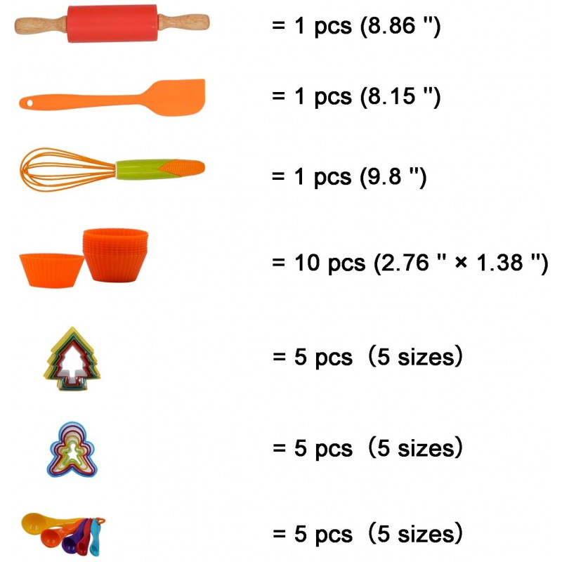 TOSSOW 어린이 베이킹 도구 세트 롤링 핀, 머핀 컵, 계량 스푼, 요리 베이킹 용품 28 피스 키즈 베이킹 키트가있는 컵케익 팝 메이커 세트 : 가정 및 주방