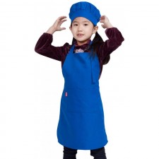 ALIPOBO 어린이 앞치마 및 요리사 모자 세트, 2개의 포켓이 있는 어린이용 조절식 턱받이 앞치마. 요리, 베이킹, 그림, 트레이닝복을 위한 귀여운 소년 소녀 주방 앞치마(6-12세, 파란색) : 가정 및 주방