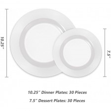 일회용 플라스틱 접시, 60개, 흰색 : 건강 및 가정