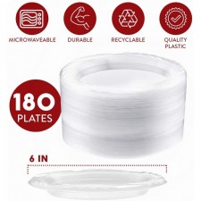 6인치 일회용 투명 플라스틱 접시(6인치 180팩) : 건강 및 가정용품