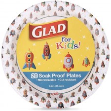 GLAD for Kids 8 1/2인치 종이접시 | 어린이를 위한 귀여운 로켓 디자인의 작은 원형 종이 접시 | 모든 경우를 위한 처분할 수 있는 담그는 증거 전자 렌지 가능한 종이 접시, 20 카운트: 기타 모든 것