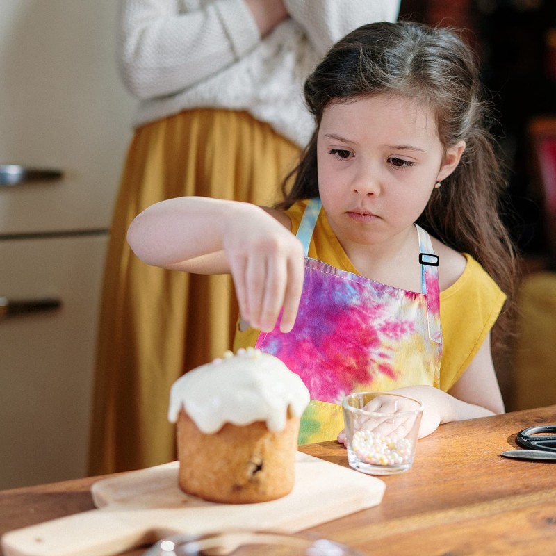 Spornic 2 팩 어린이 앞치마 요리를위한 주방 앞치마 베이킹 그림 공예 아트 파티 및 원예 : 가정 및 주방
