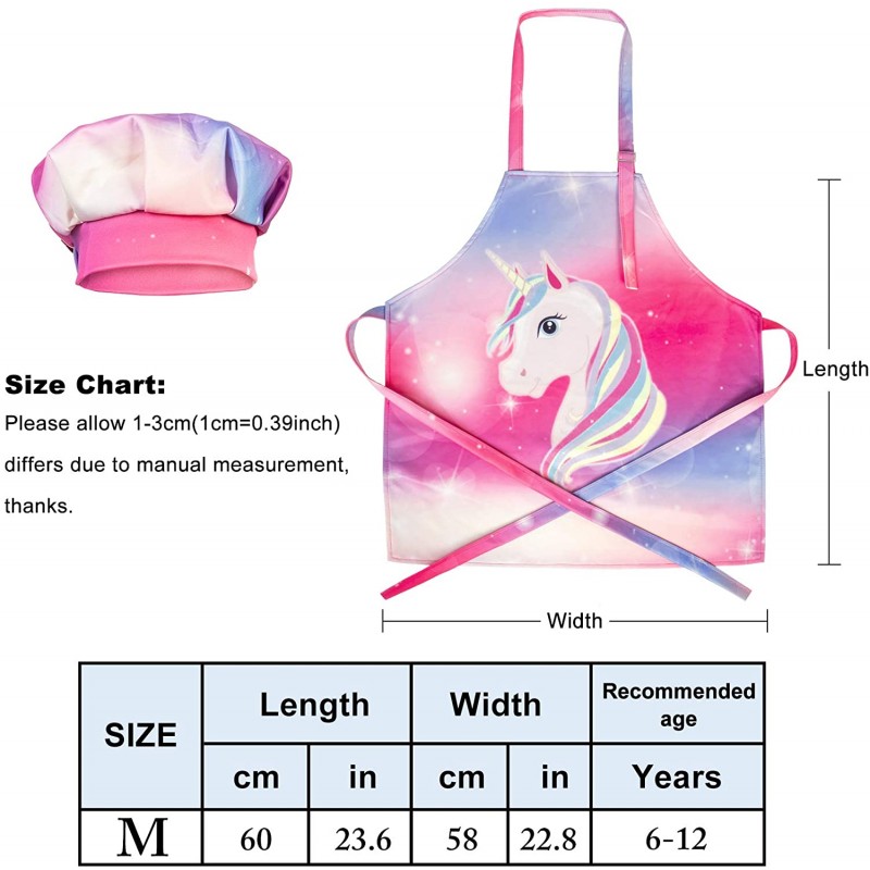 Bassion Kids Apron Kids Chef Hat and Apron 조절식 Kids Cooking Apron Gifts (Small,3-5Years), Purple : Home & Kitchen