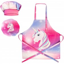Bassion Kids Apron Kids Chef Hat and Apron 조절식 Kids Cooking Apron Gifts (Small,3-5Years), Purple : Home & Kitchen