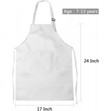 12 어린이 앞치마 조정 가능한 어린이 요리사 그림 포켓 앞치마 소년 소녀 (흰색, 7-13 세용 L) : 가정 및 주방