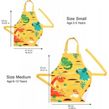 소년과 소녀를위한 주머니가있는 세계 오렌지 어린이 방수 앞치마, 어린이 두꺼운 주방, 베이킹, 원예 용 귀여운 앞치마 (공룡 1PCS, 작은 크기) : 가정 및 주방