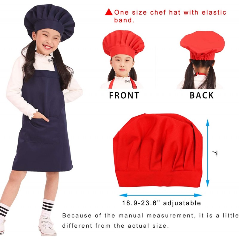 BIGHAS Kids Apron with Pocket Chef Hat 조절 가능한 넥 스트랩 벨크로 디자인 허리밴드 베이킹, 페인팅, 요리용 ((3'11