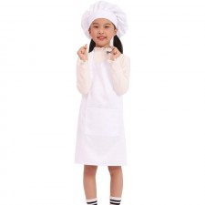 BIGHAS Kids Apron with Pocket Chef Hat 조절 가능한 넥 스트랩 벨크로 디자인 허리밴드 베이킹, 페인팅, 요리용 ((3'11