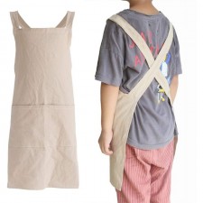 어린이 코튼 크로스 백 앞치마 일본식 턱받이 홈 의류 페인팅 Soft Comfort Pinafore Apron for Girls Boys (khaki, 21.6×21.6inch) : 가정 및 주방