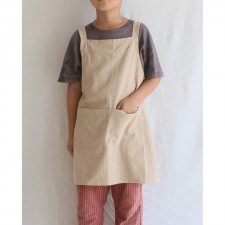 어린이 코튼 크로스 백 앞치마 일본식 턱받이 홈 의류 페인팅 Soft Comfort Pinafore Apron for Girls Boys (khaki, 21.6×21.6inch) : 가정 및 주방