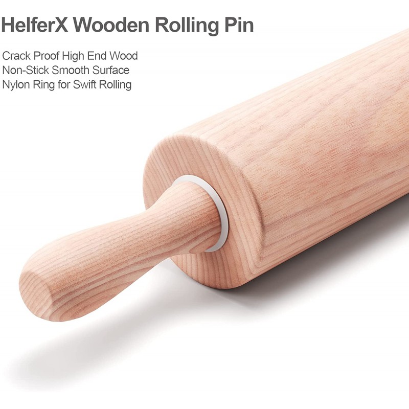HelferX 9인치 베이킹용 소형 나무 롤링 핀: 가정 및 주방