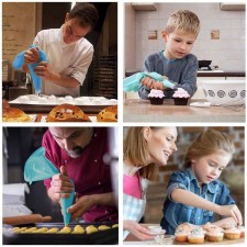 베이킹 컵이 있는 초보자를 위한 케이크 장식 용품 키트 과자 파이핑 백 쿠키 커터 재사용 가능한 커플러 노즐 주걱, 어린이 쿠키 장식 키트 어린이 베이킹 세트 - 26pcs: 가정 및 주방