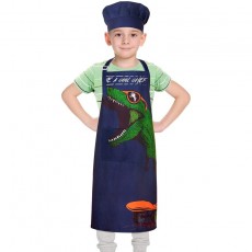베이킹 공룡 앞치마와 요리사 모자 세트를 요리하는 소년을 위한 재단사 어린이 앞치마, 2개의 주머니가 있는 조절 가능한 스트랩, 3-7세, 네이비: 가정 및 주방