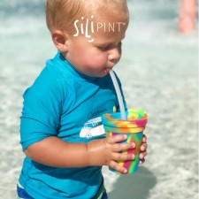 뚜껑과 빨대가 있는 Silipint 실리콘 어린이 컵, 깨지지 않는 내구성, 안전 테스트 및 지구 친화적인 어린이 텀블러(2팩, 북극 하늘 및 히피 홉): 텀블러 및 물안경
