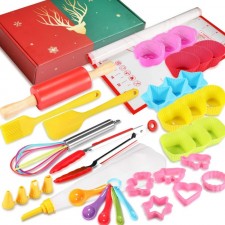 Shacoryze Cooking and Baking Set 37 Pcs with Gift Case, Real Kitchen Utensils Kit, Gift for Girls&Boys, Nonstick 롤링 핀 실리콘 패스트리 매트 컵케익 몰드… : 홈 & 주방
