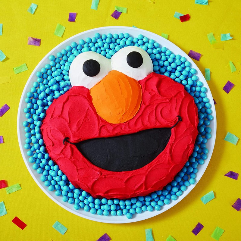 Wilton Sesame Street Elmo 모양의 알루미늄 케이크 팬 : 건강 및 가정