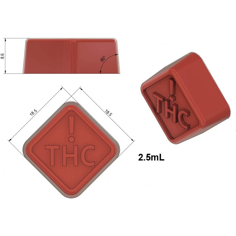 일반 CO 및 OH 주립 THC 로고 거미 몰드 - 정사각형 공동 - 하프 시트 - 2.5 mL - 243 공동, 투명: 가정 및 주방