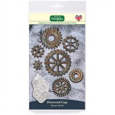 Katy Sue Distressed Cogs 실리콘 몰드 케이크 장식, 공예, 컵 케이크, Sugarcraft, 쿠키, 사탕, 카드 및 점토, 식품 안전 승인, 영국산: 가정 및 주방