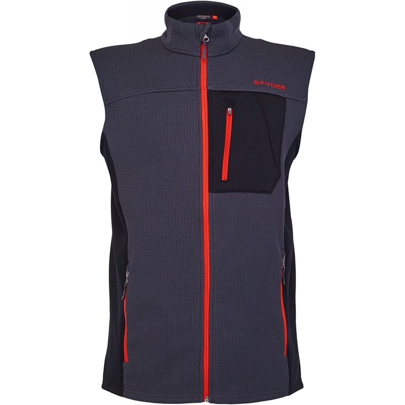 Spyder Men's Standard Bandit Full Zip Fleece Vest, Ebony, Large : 의류, 신발 및 보석