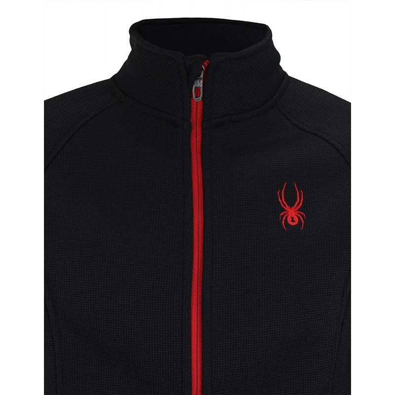 Spyder Men's Stellar Jacket Sherpa Lined Bonded Fleece (Black/Red, Medium) : 의류, 신발, 보석