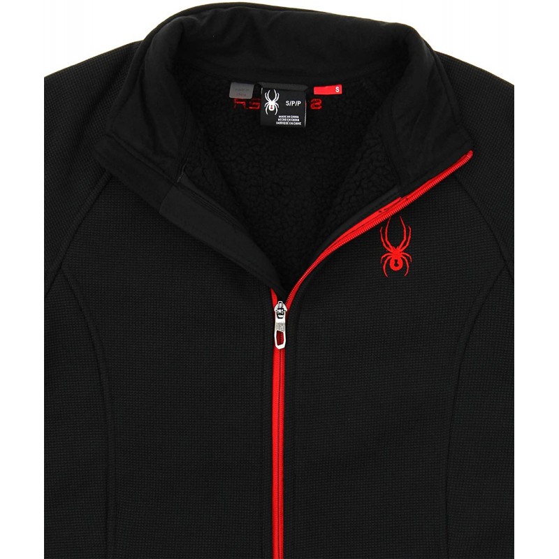 Spyder Men's Stellar Jacket Sherpa Lined Bonded Fleece (Black/Red, Medium) : 의류, 신발, 보석