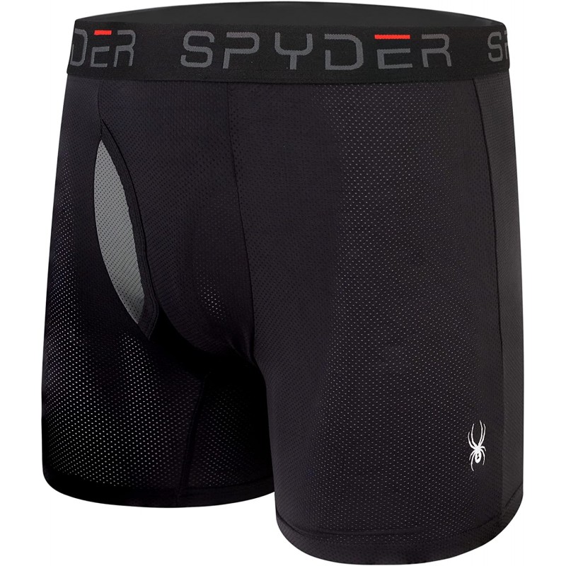 Spyder Performance Mesh Mens Boxer Briefs 스포츠 속옷 3팩 /Fly Front (Large, Black/Black/Black) : 의류, 신발 및 보석