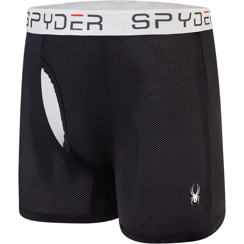 Spyder Performance Mesh Mens Boxer Briefs 스포츠 속옷 3팩 /Fly Front (Large, Black/Black/Black) : 의류, 신발 및 보석