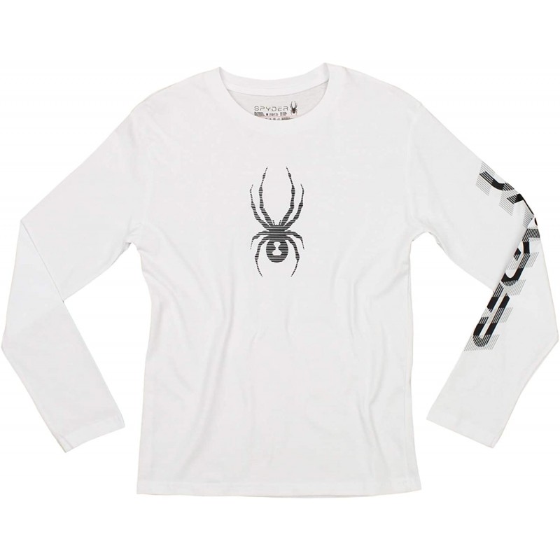 Spyder Youth Boys Athletic Long Sleeve Graphic Cotton Tee, White/Center Logo, X-Large 18-20 : 의류, 신발 및 보석