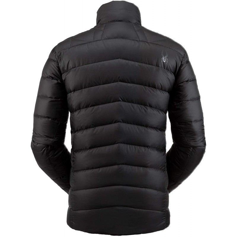 Spyder Men's Timeless Down Jacket – 패널 퍼피 경량 풀 지퍼, 스몰, 블랙 : 스포츠 및 아웃도어